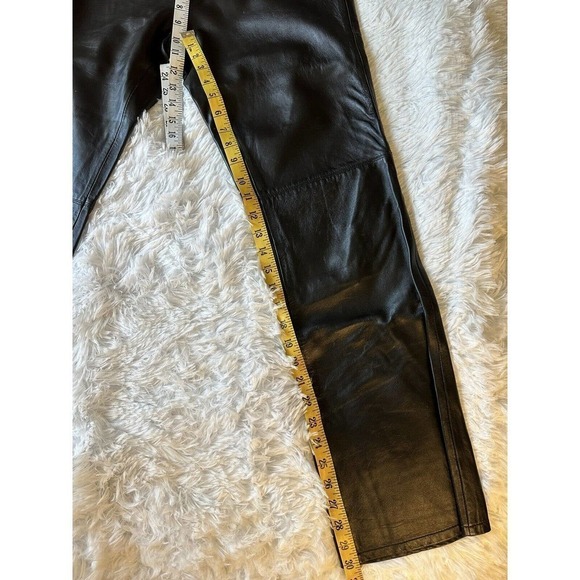 Calvin Klein Leather Pants Women 4 Straight Leg Midrise Y2K Mob Wife - Picture 4 of 11